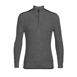 Icebreaker Men's Lodge LS Half Zip Sweater -Ski Shop FW22 MEN LODGE LS HALF ZIP SWEATER GRITSTONE HTHR BLACK 0A56JKA11 53075.1666652208