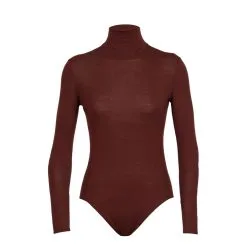 Icebreaker Women's Queens LS High Neck Body Suit -Ski Shop FW22 WOMEN QUEENS LS HIGH NECK BODYSUIT ESPRESSO 0A59HO064 87390.1666720000